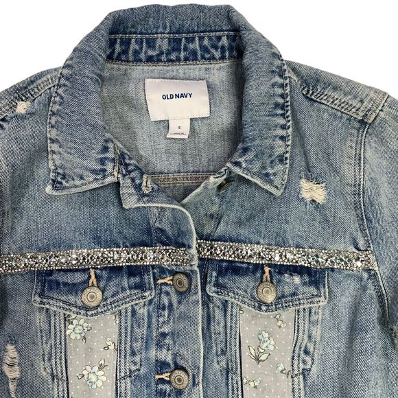 Boho Luxe Elegant Denim Jacket Statement Festival Bling Y2K Glam Gray - Picture 5 of 16